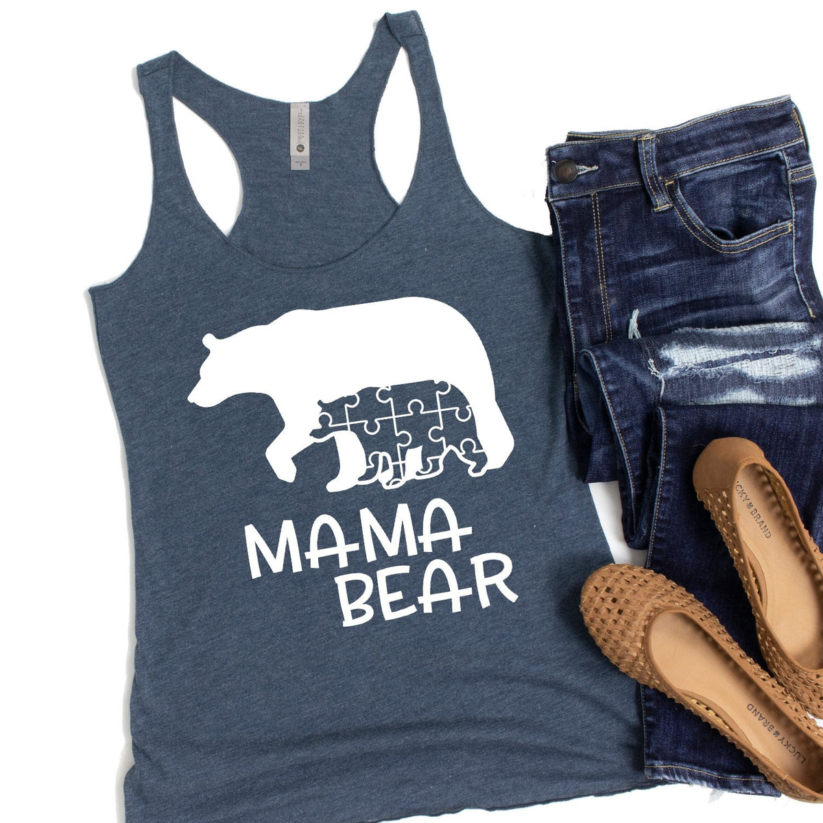 Autism Mama Bear and Cub - Tank Top Racerback