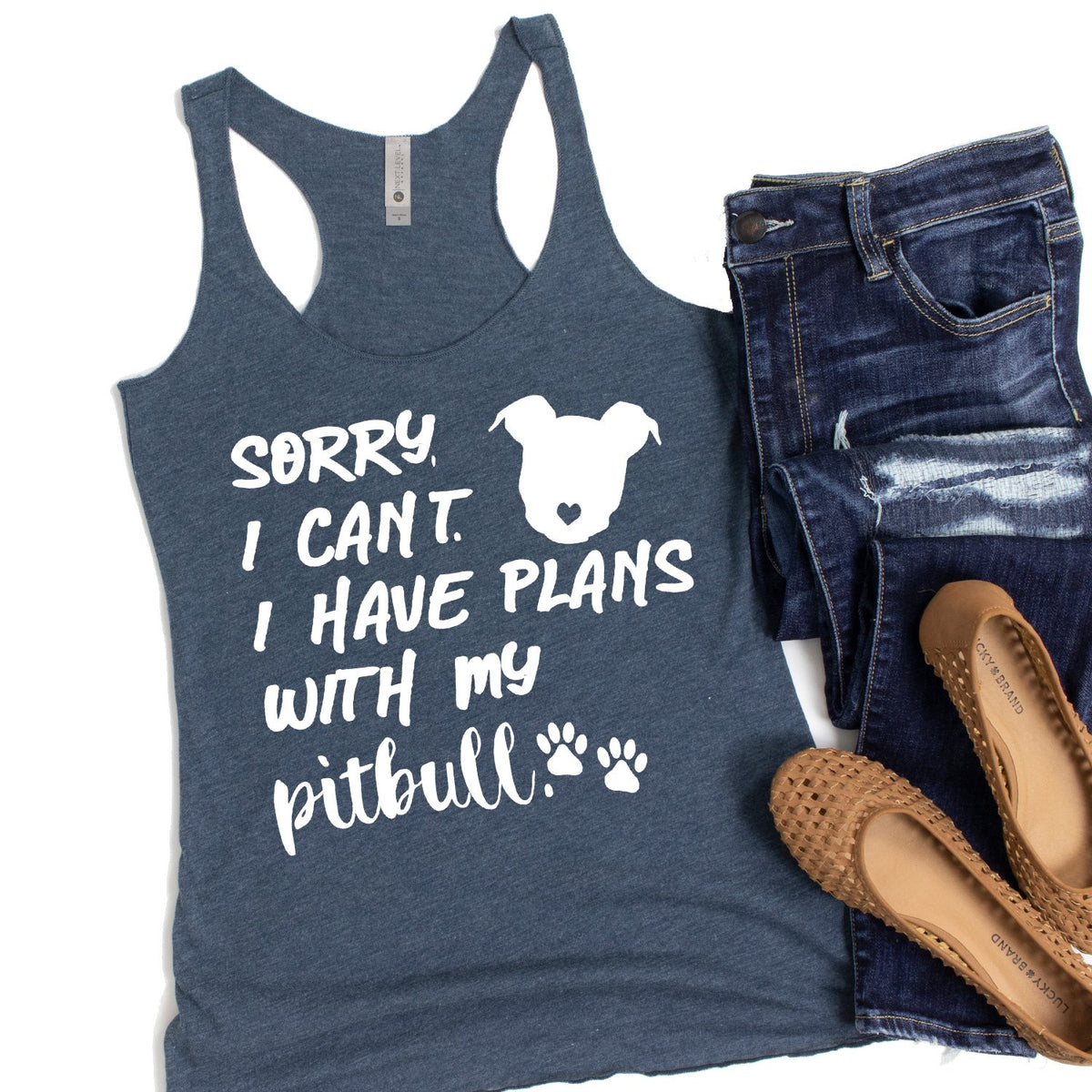 Sorry I Can&#39;t I Have Plans with My Pitbull - Tank Top Racerback
