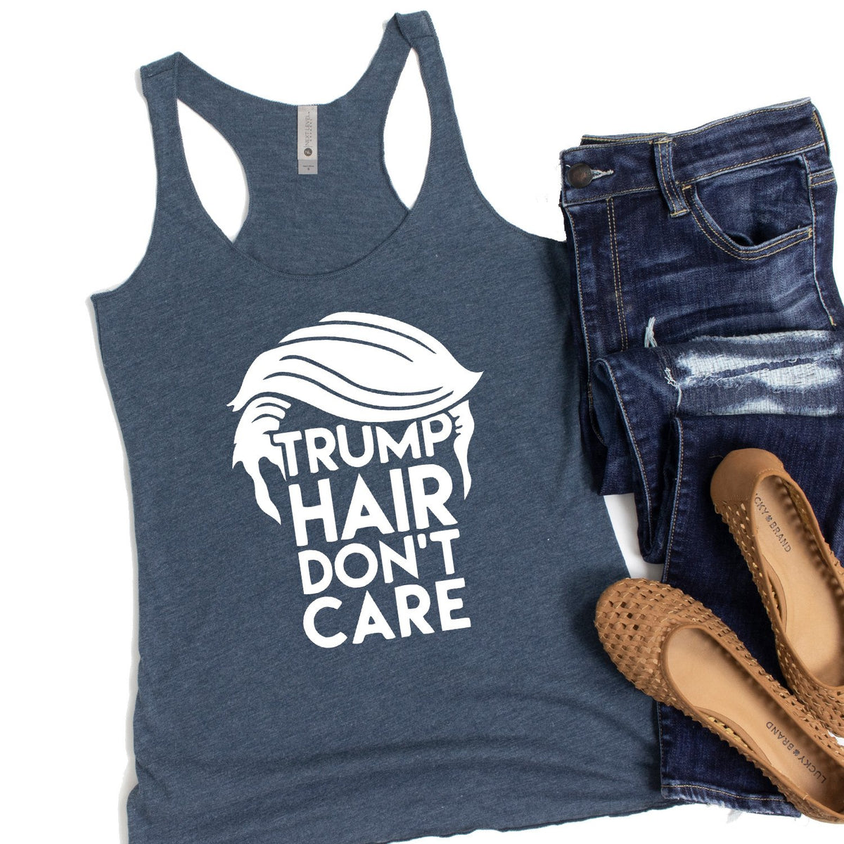 Trump Hair Don&#39;t Care - Tank Top Racerback