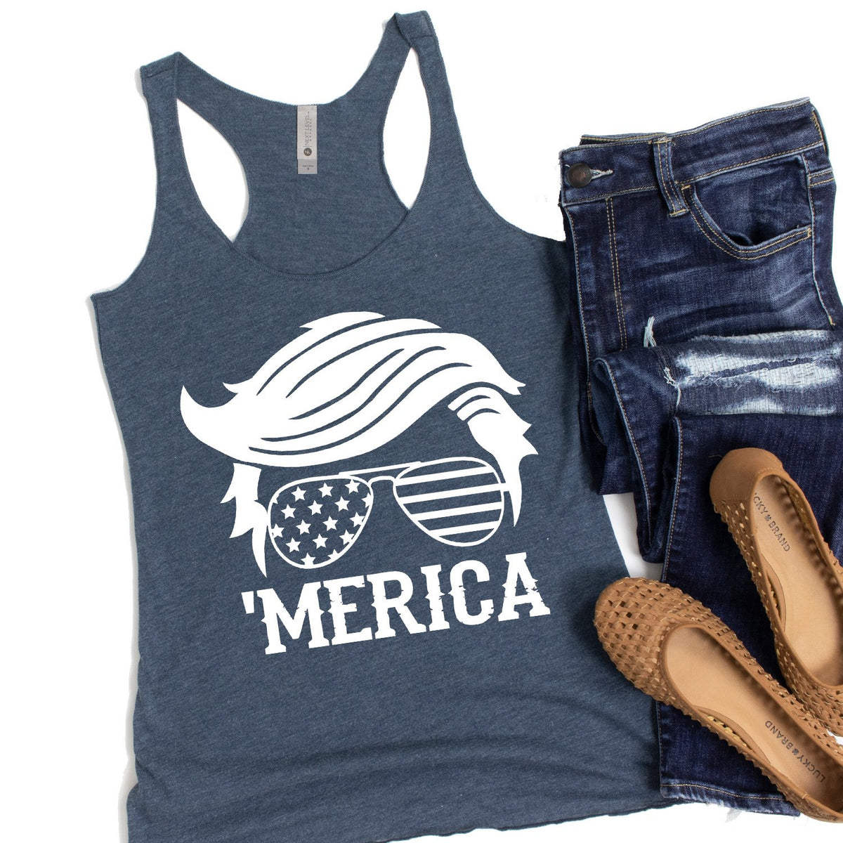 Trump Merica Glasses - Tank Top Racerback