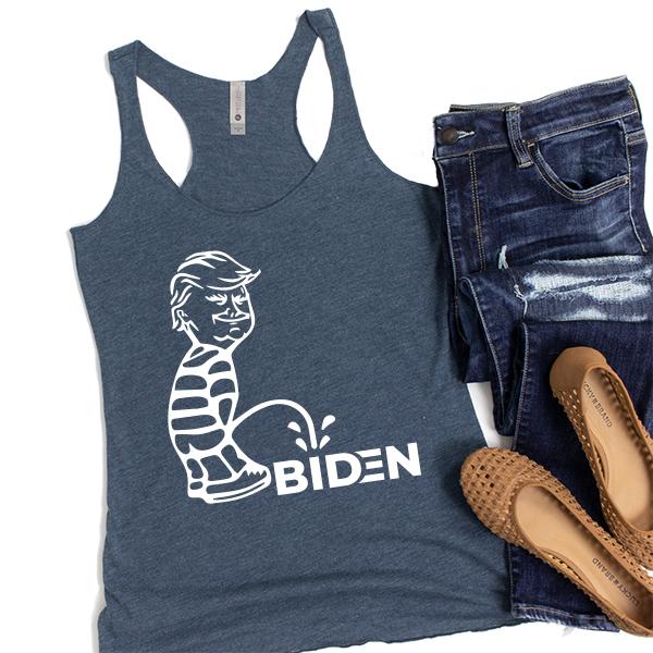 Trump Peeing On Biden - Tank Top Racerback
