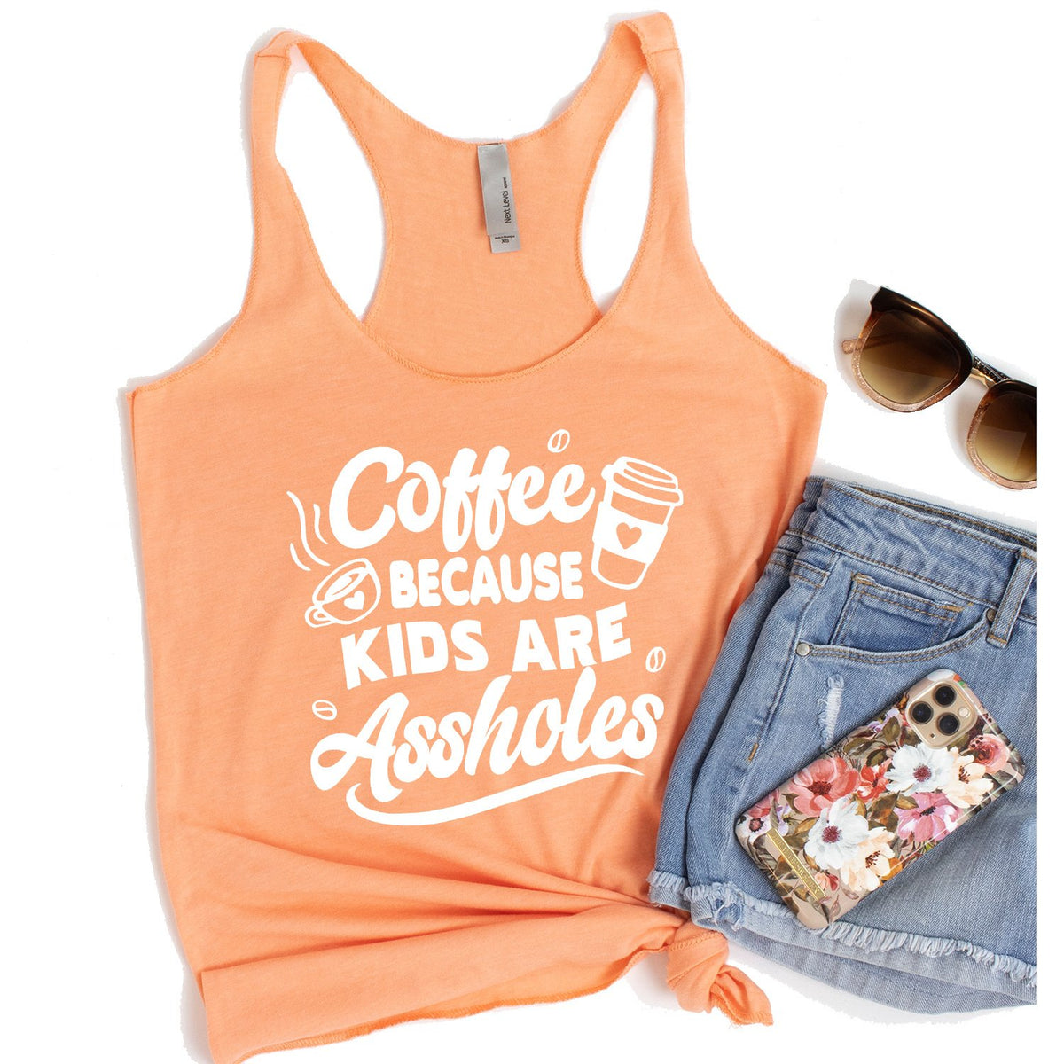 Coffee Because Kids are Assholes - Tank Top Racerback