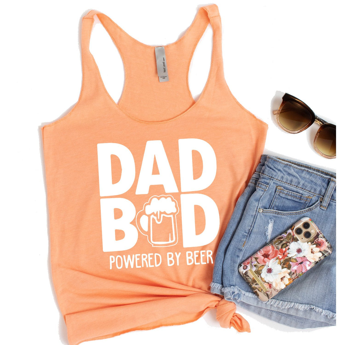 Dad Bod Powered By Beer - Tank Top Racerback