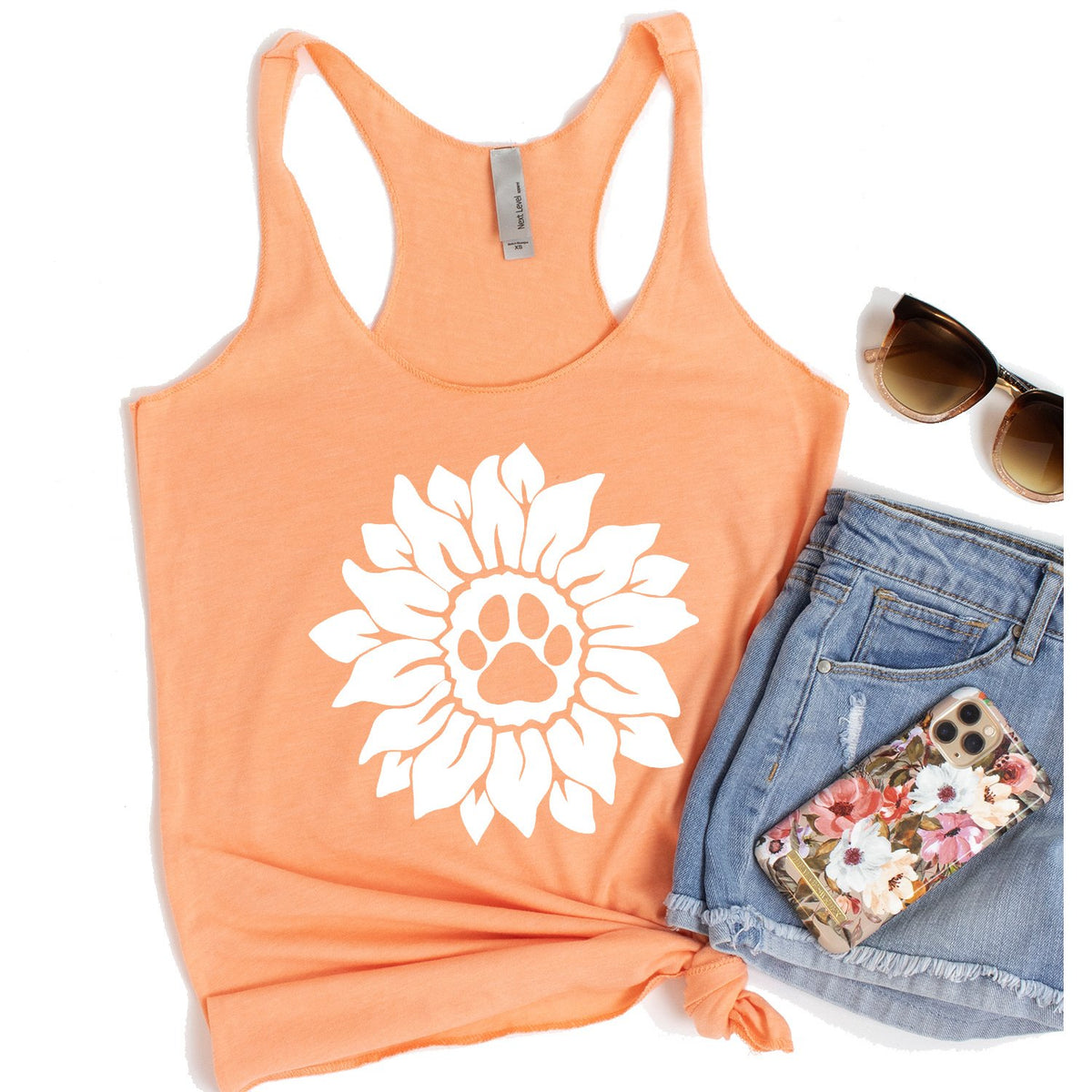 Dog Paw Sunflower - Tank Top Racerback