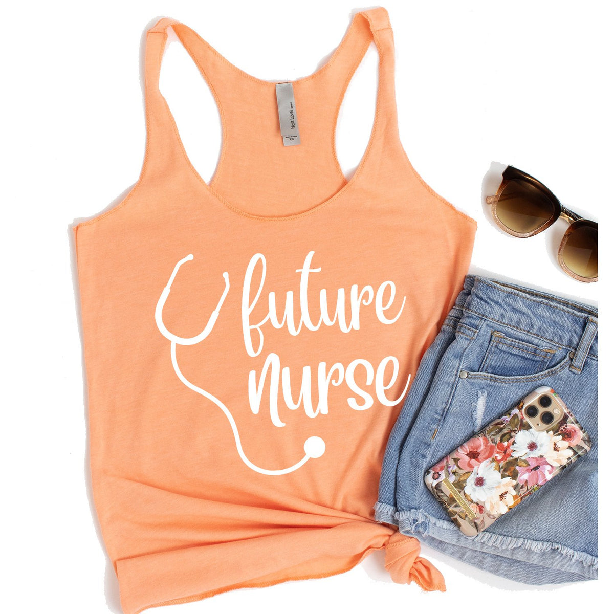 Future Nurse with Stethoscope - Tank Top Racerback