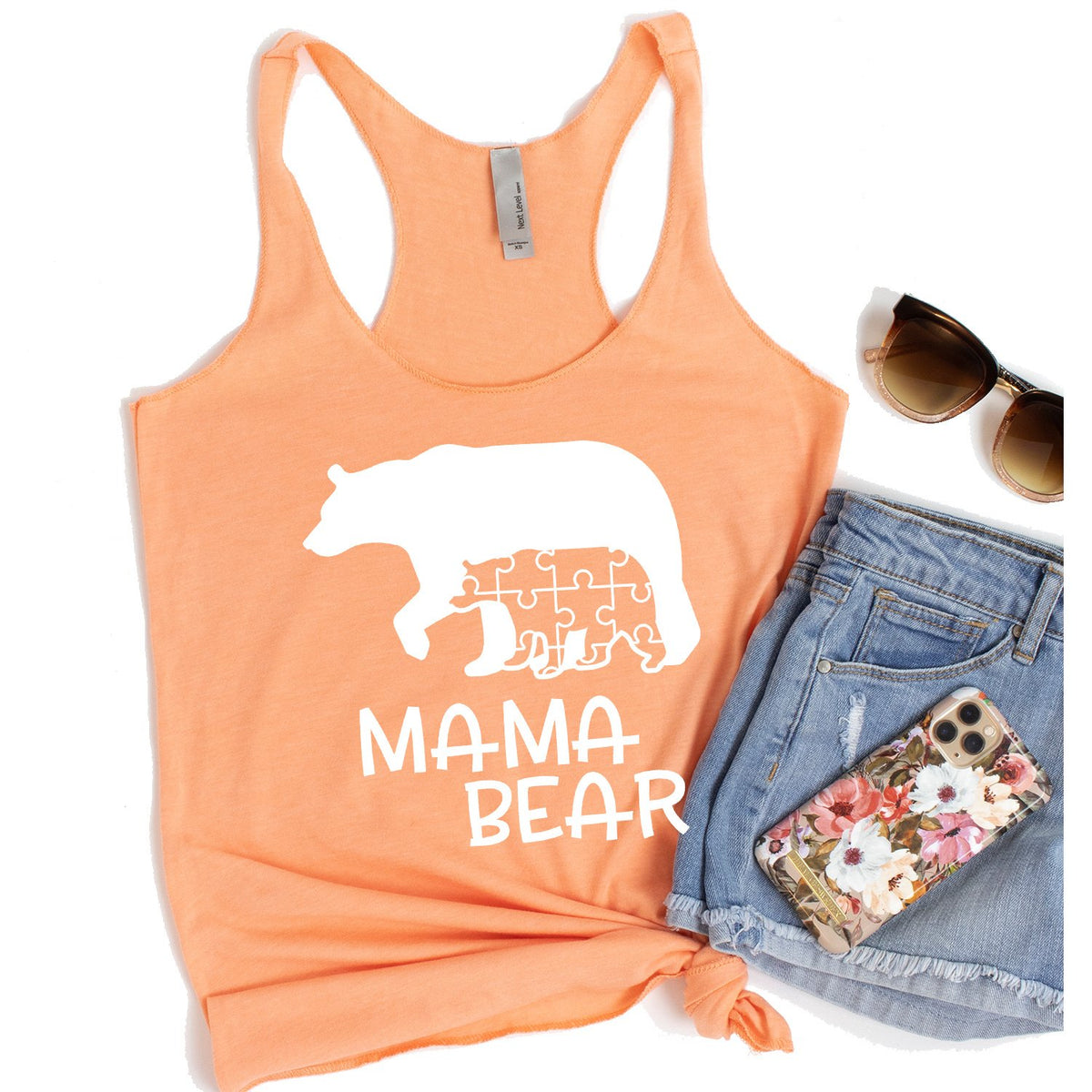 Autism Mama Bear and Cub - Tank Top Racerback