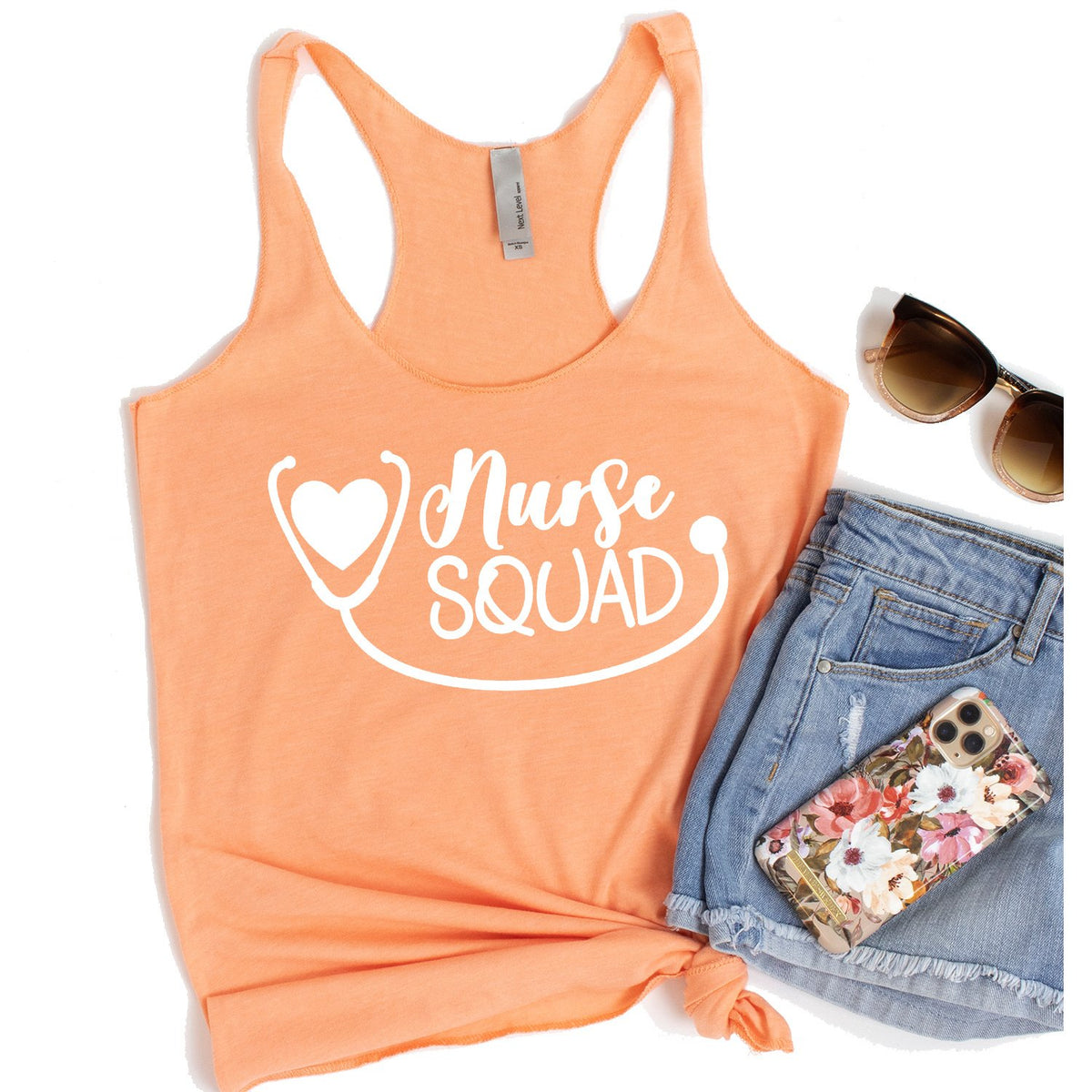 Nurse Squad with Stethoscope - Tank Top Racerback