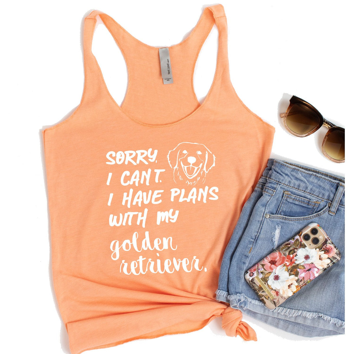 Sorry I Can&#39;t I Have Plans with My Golden Retriever - Tank Top Racerback