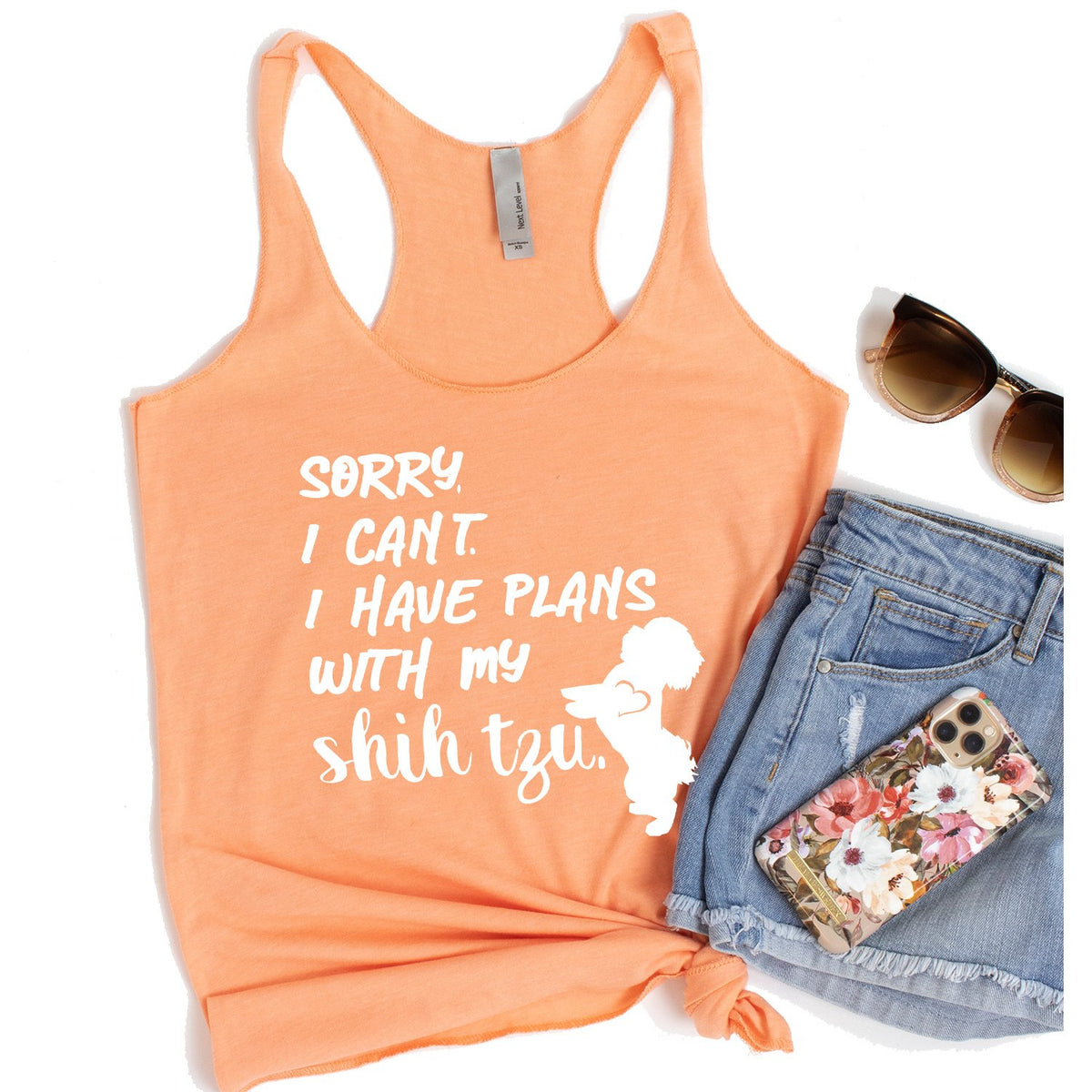 Sorry I Can&#39;t I Have Plans with My Shih Tzu - Tank Top Racerback