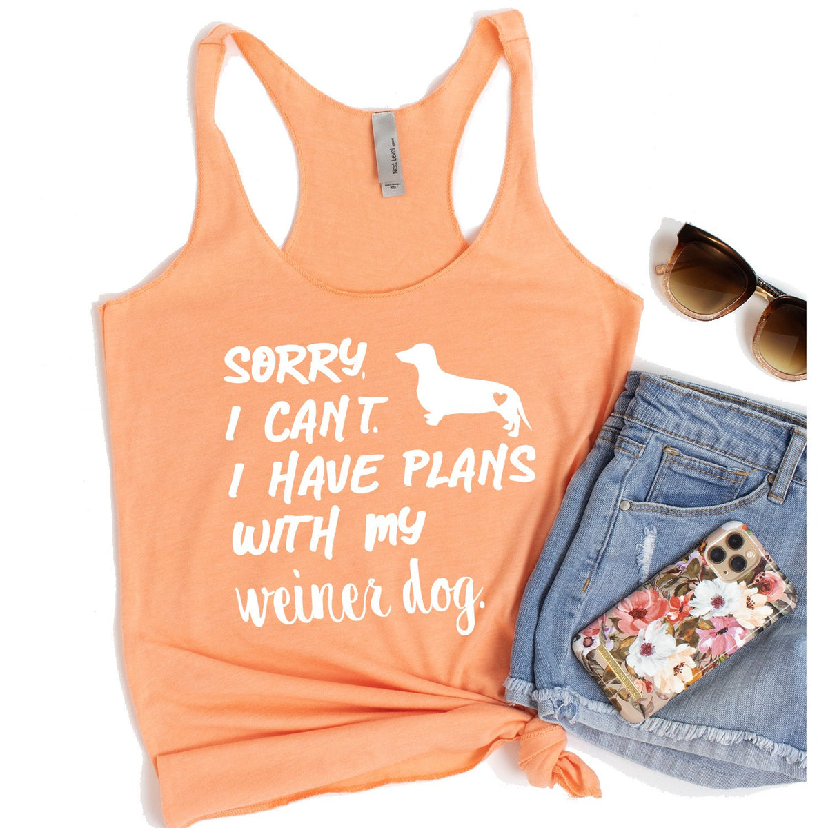 Sorry I Can&#39;t I Have Plans with My Weiner Dog - Tank Top Racerback