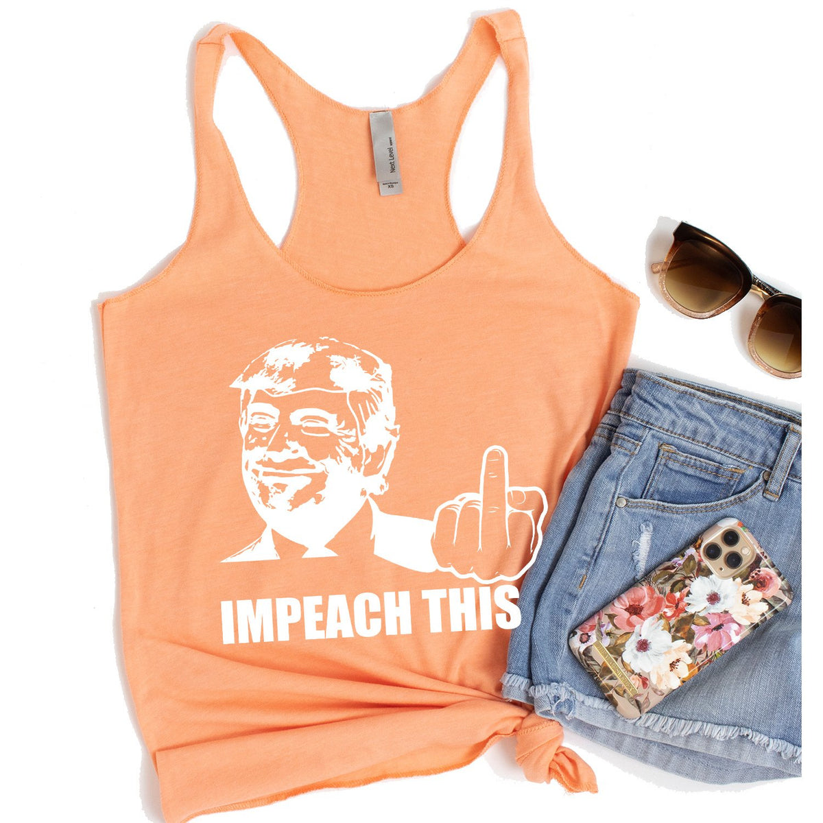 Trump Impeach This Middle Finger - Tank Top Racerback