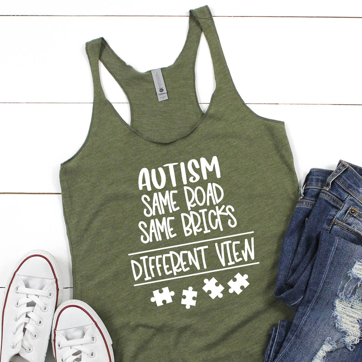 AUTISM Same Road Same Bricks Different View - Tank Top Racerback