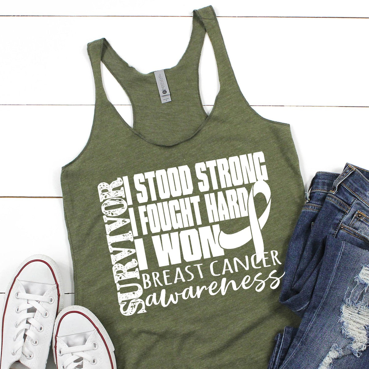 I Stood Strong I Fought Hard I Won - Tank Top Racerback