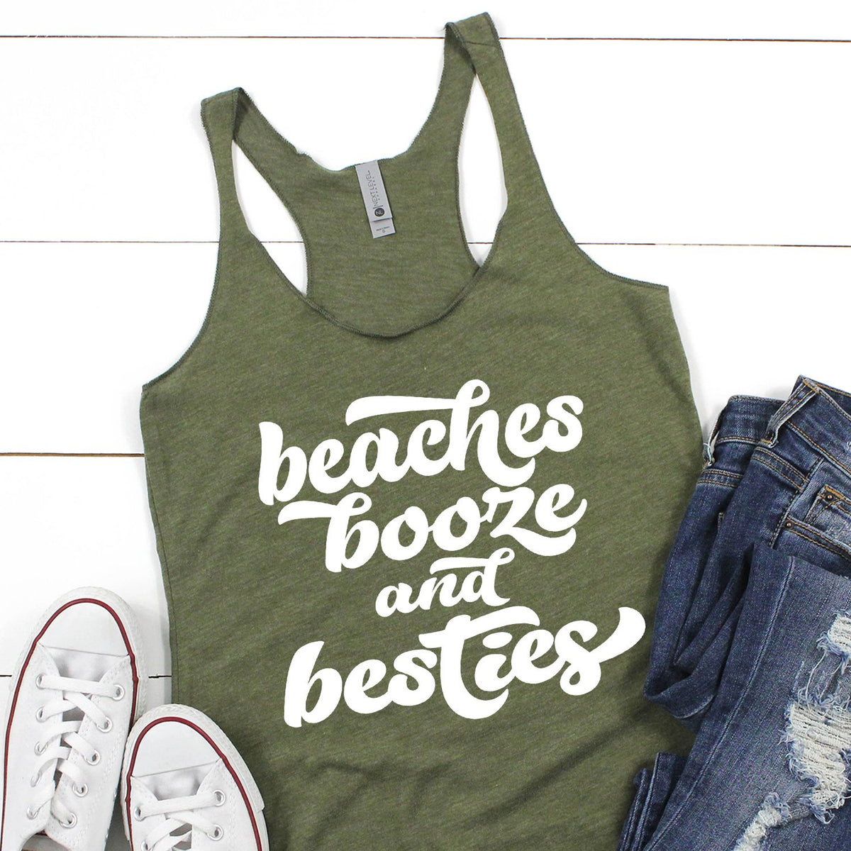 Beaches Booze and Besties - Tank Top Racerback