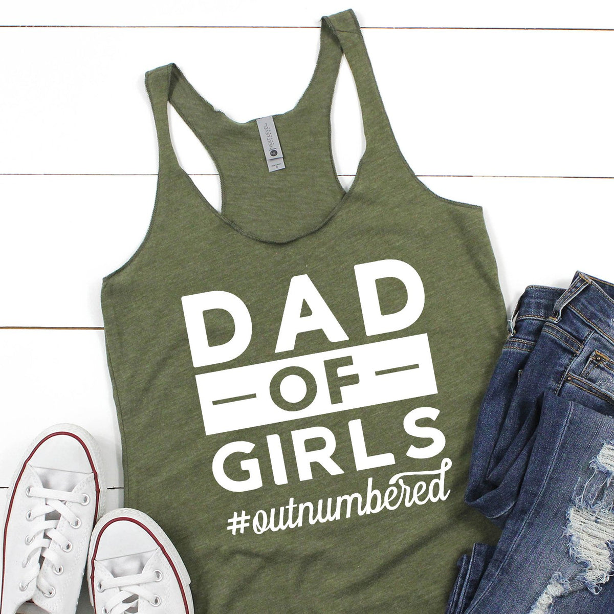 Dad Of Girls Outnumbered - Tank Top Racerback