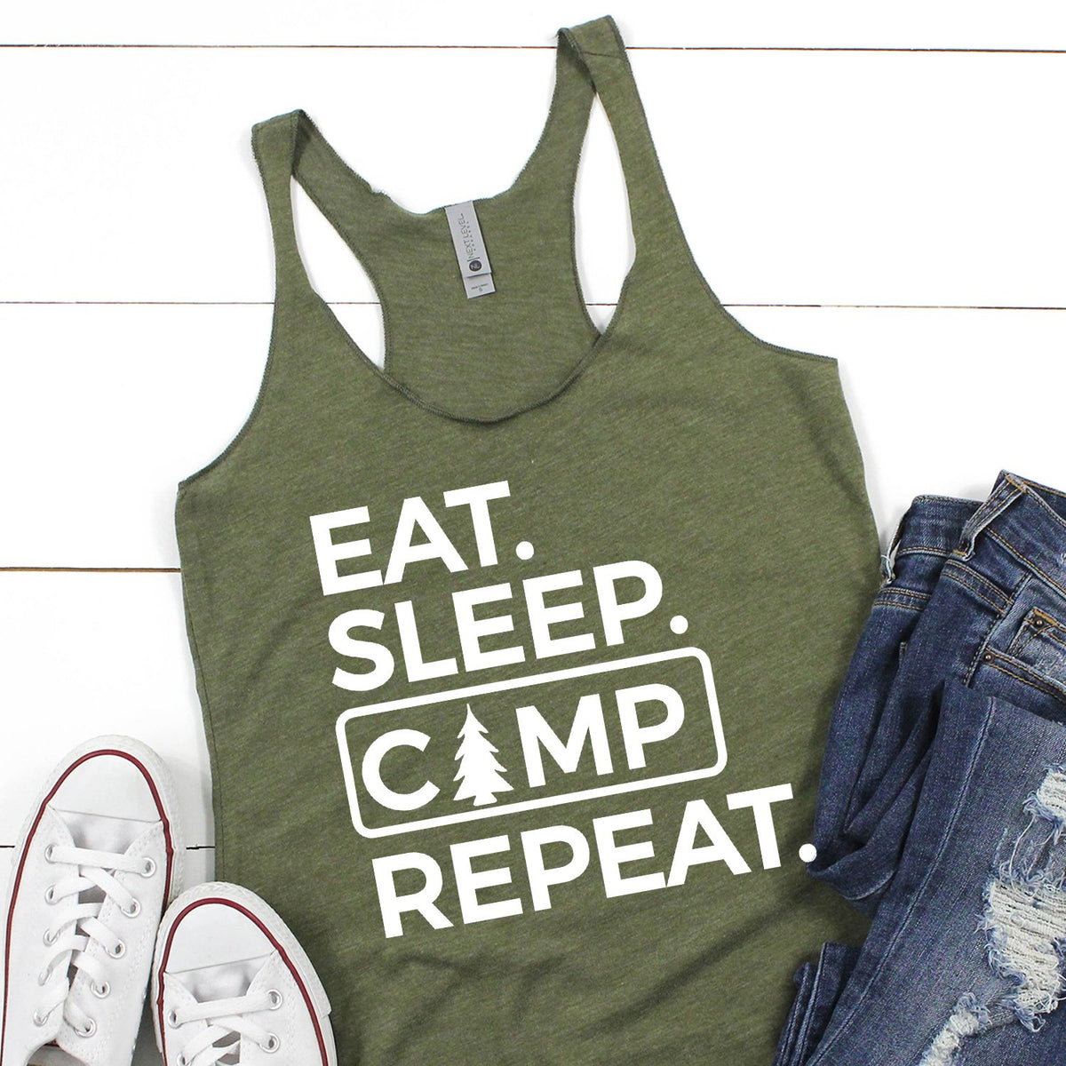 Eat Sleep Camp Repeat - Tank Top Racerback