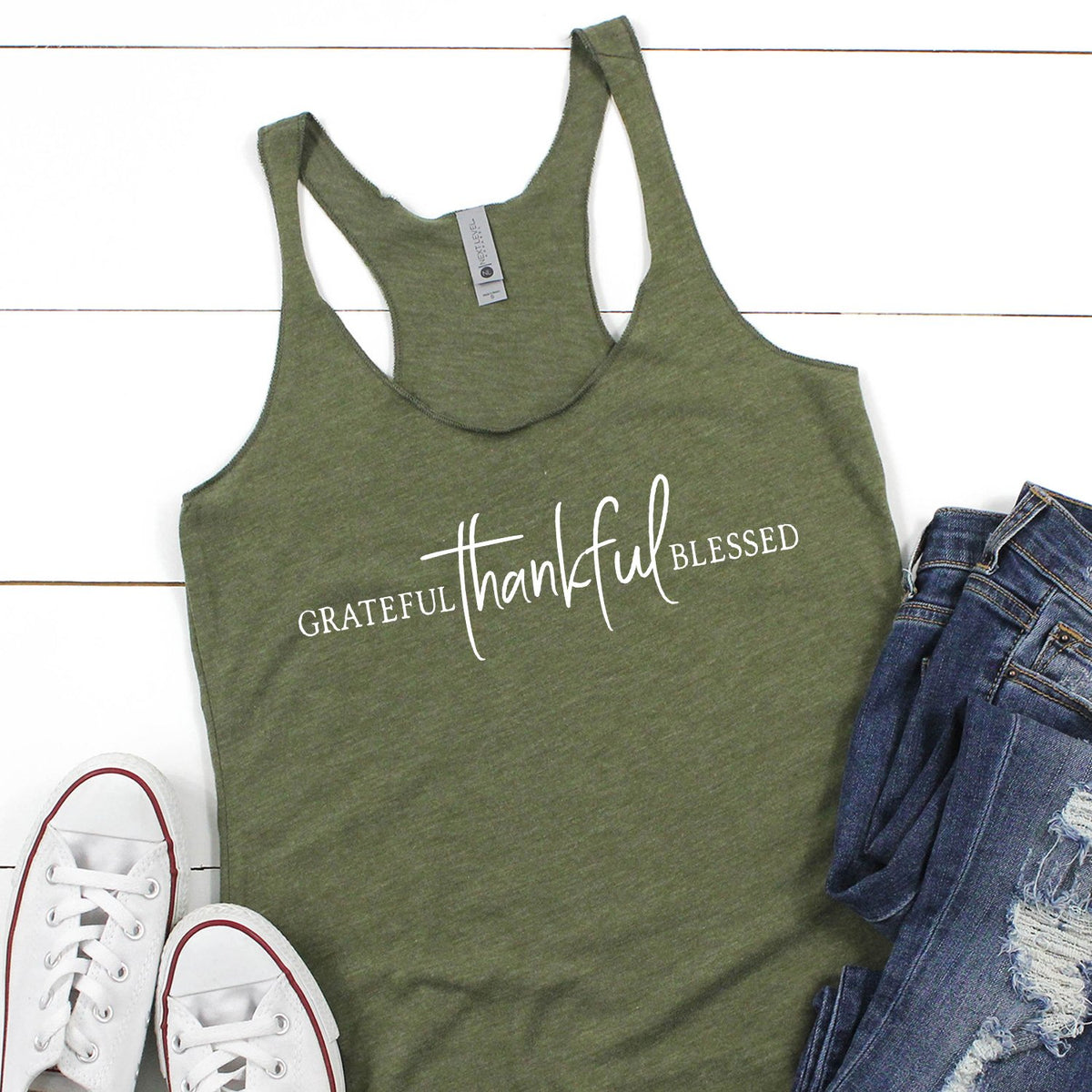 Grateful Thankful Blessed - Tank Top Racerback