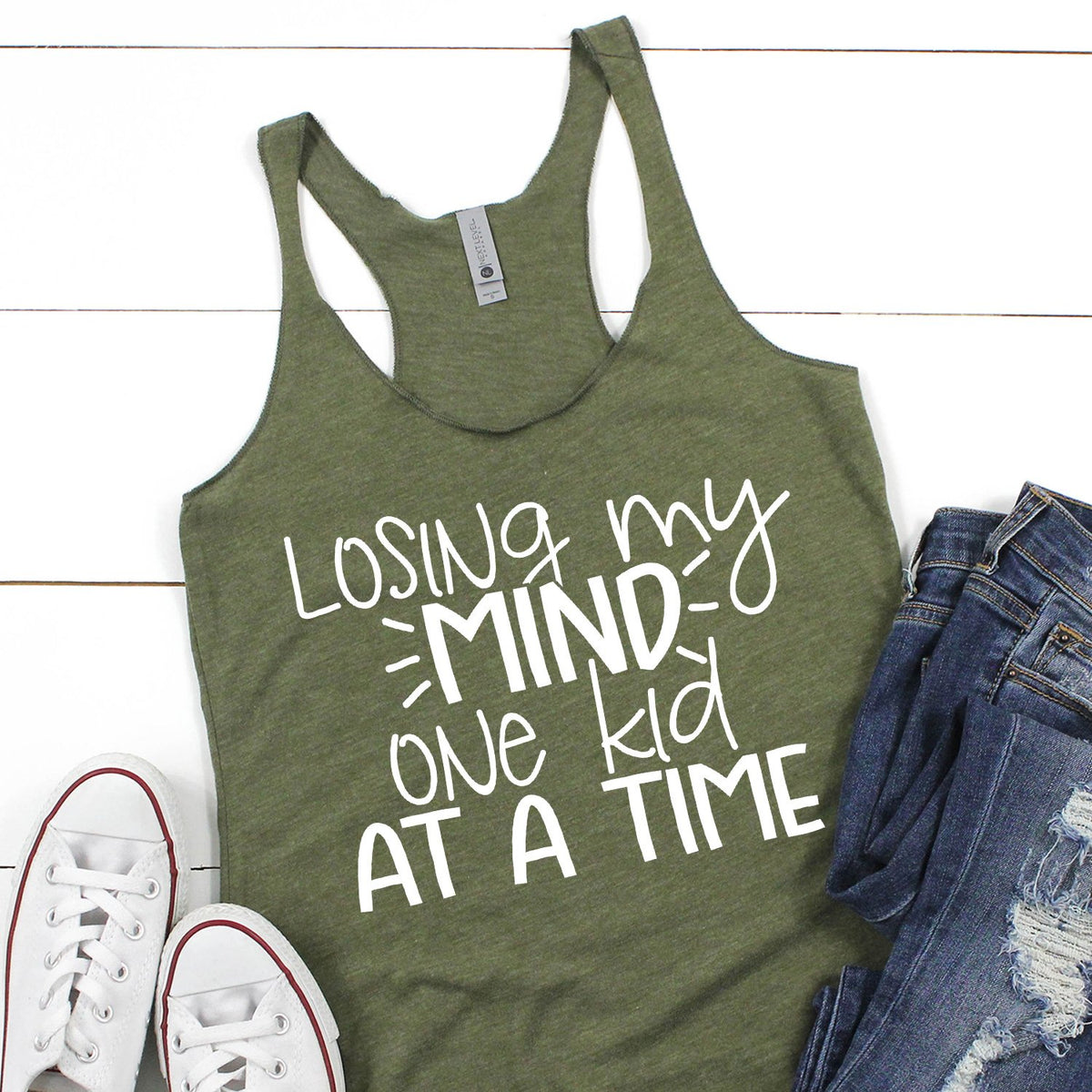 Losing My Mind One Kid At A Time - Tank Top Racerback