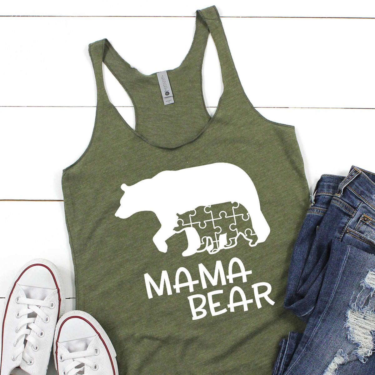 Autism Mama Bear and Cub - Tank Top Racerback