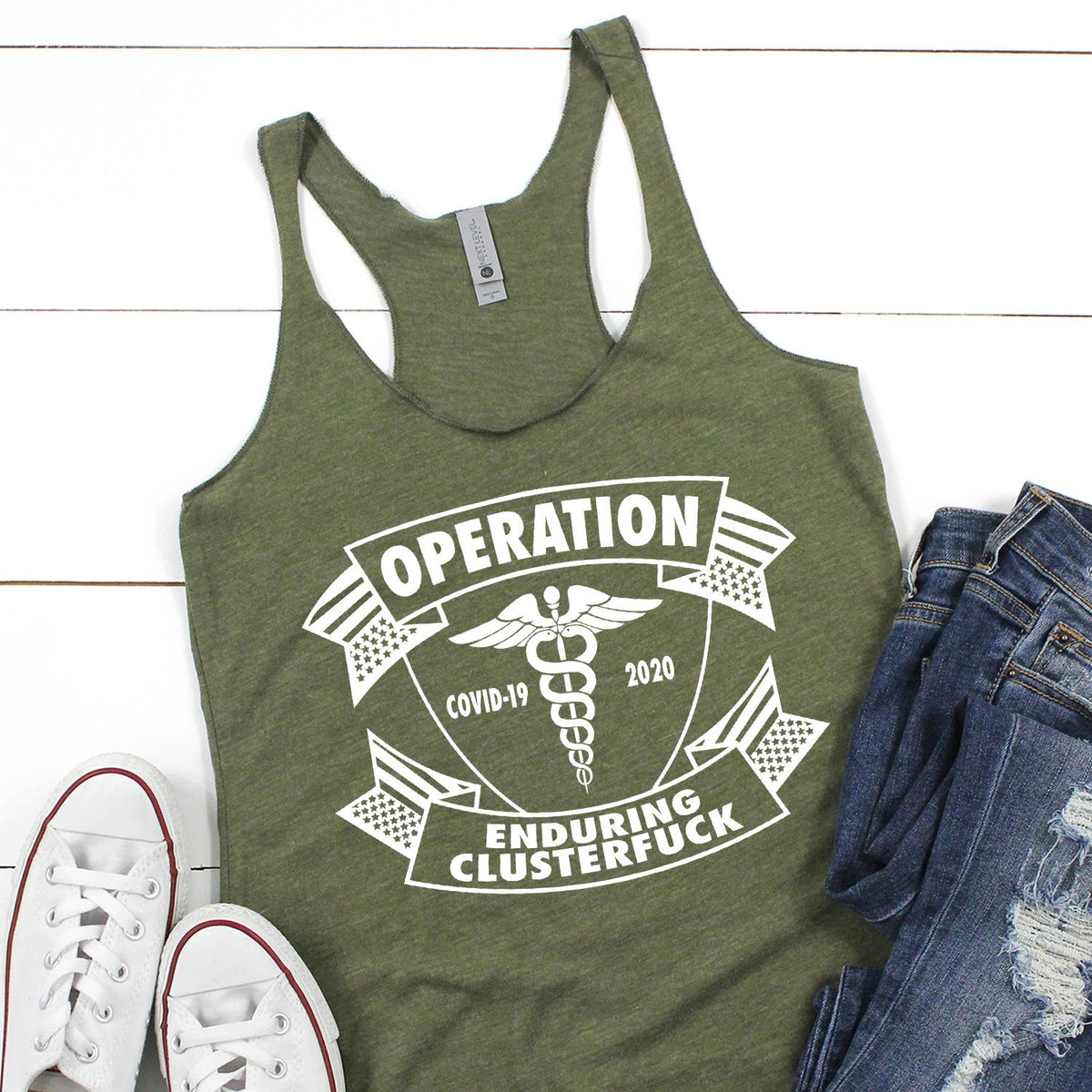 Operation Covid-19 2020 Enduring Clusterfuck - Tank Top Racerback