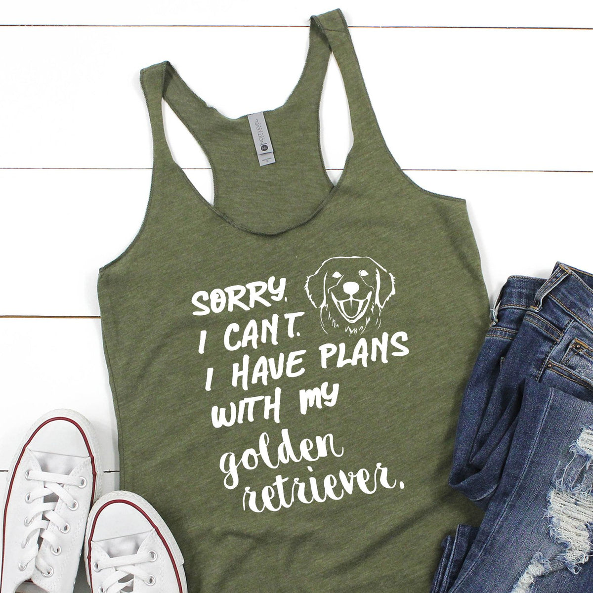 Sorry I Can&#39;t I Have Plans with My Golden Retriever - Tank Top Racerback