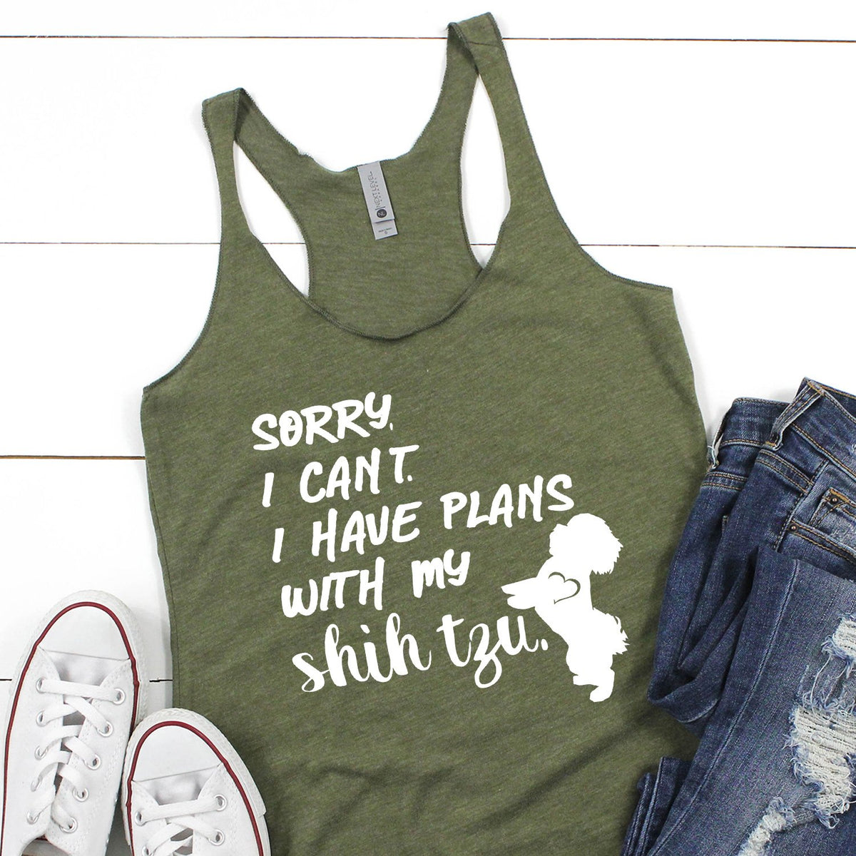 Sorry I Can&#39;t I Have Plans with My Shih Tzu - Tank Top Racerback