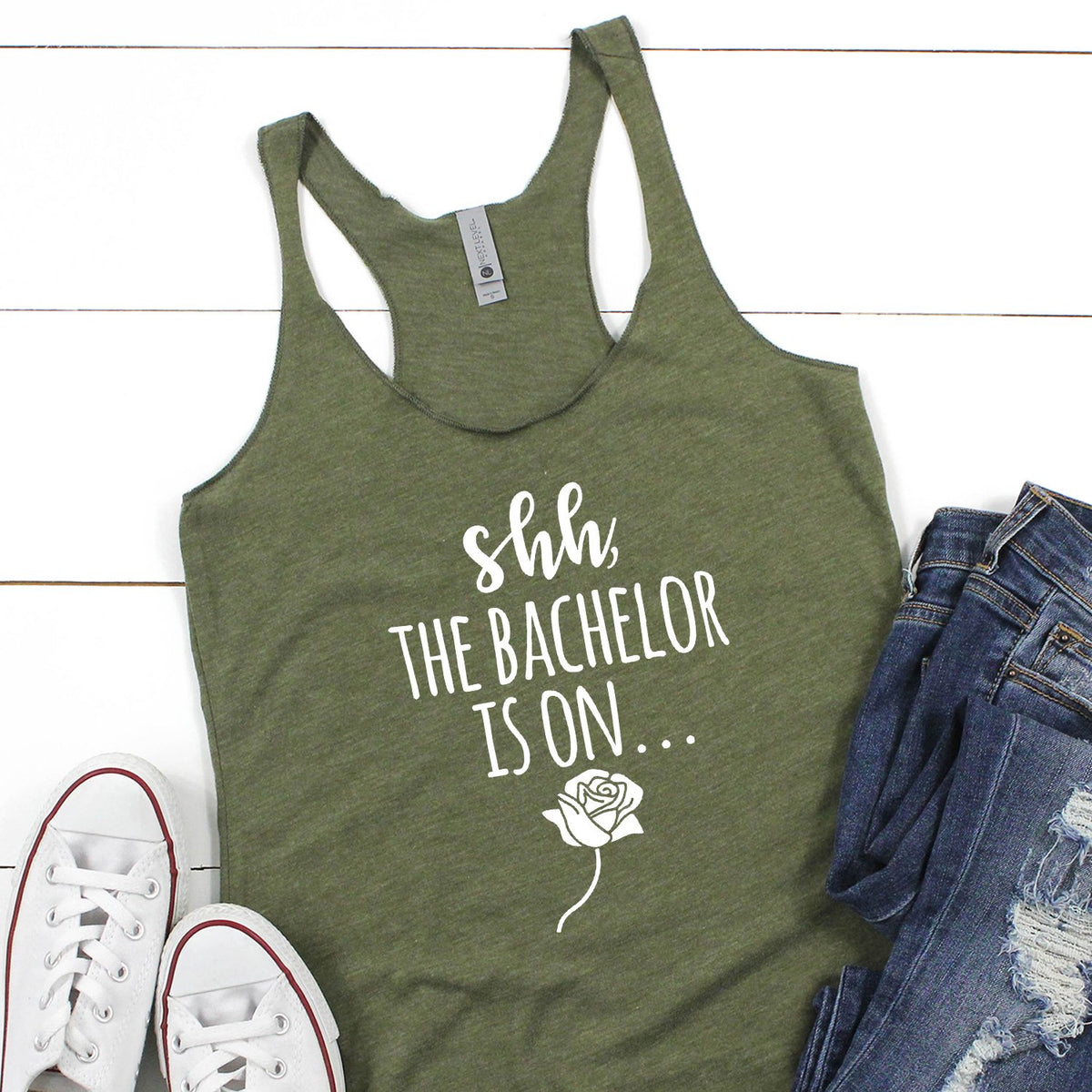 Shh The Bachelor is On - Tank Top Racerback