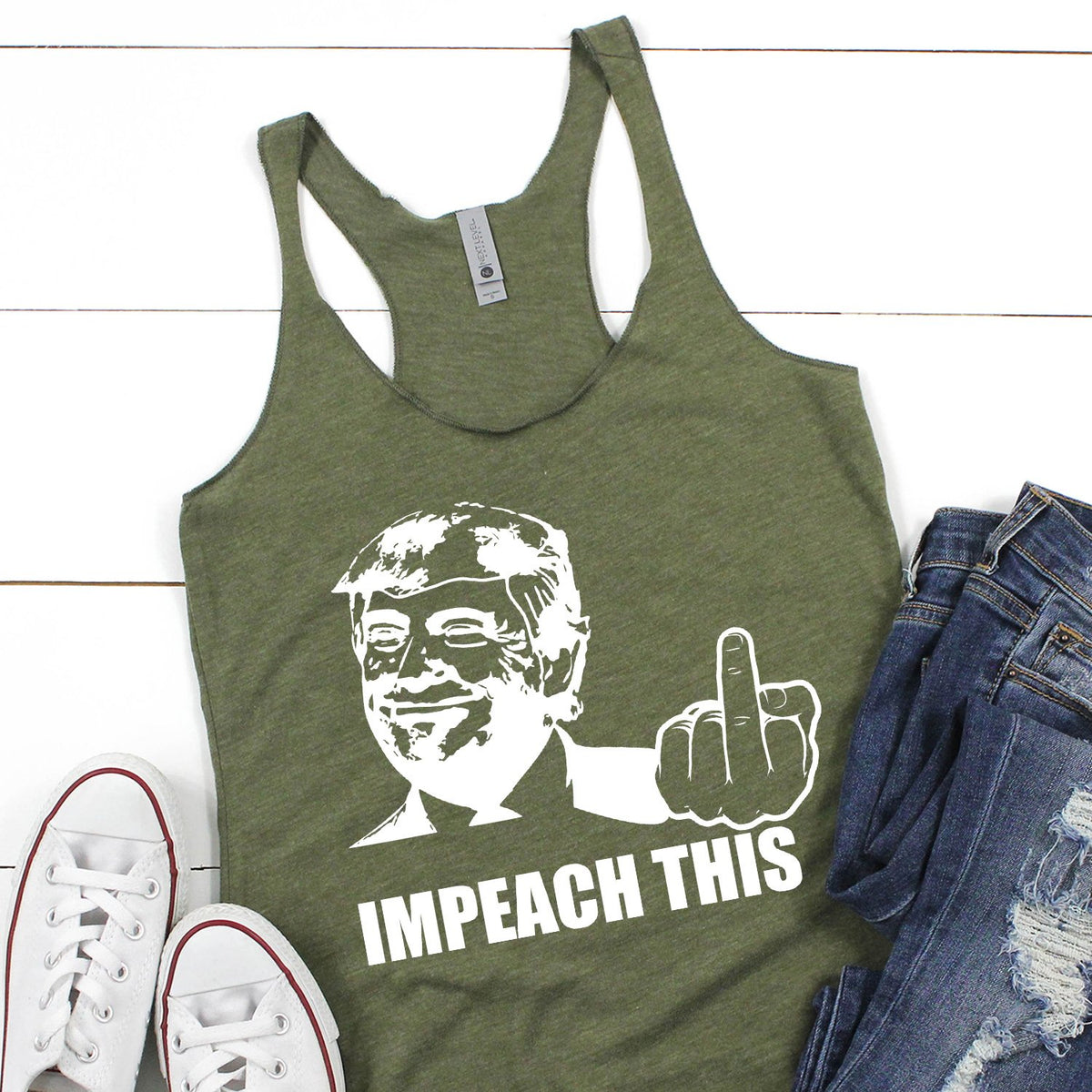 Trump Impeach This Middle Finger - Tank Top Racerback