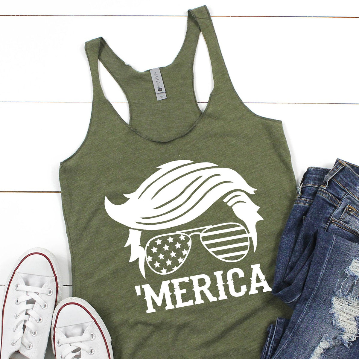 Trump Merica Glasses - Tank Top Racerback