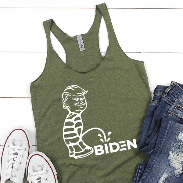 Trump Peeing On Biden - Tank Top Racerback