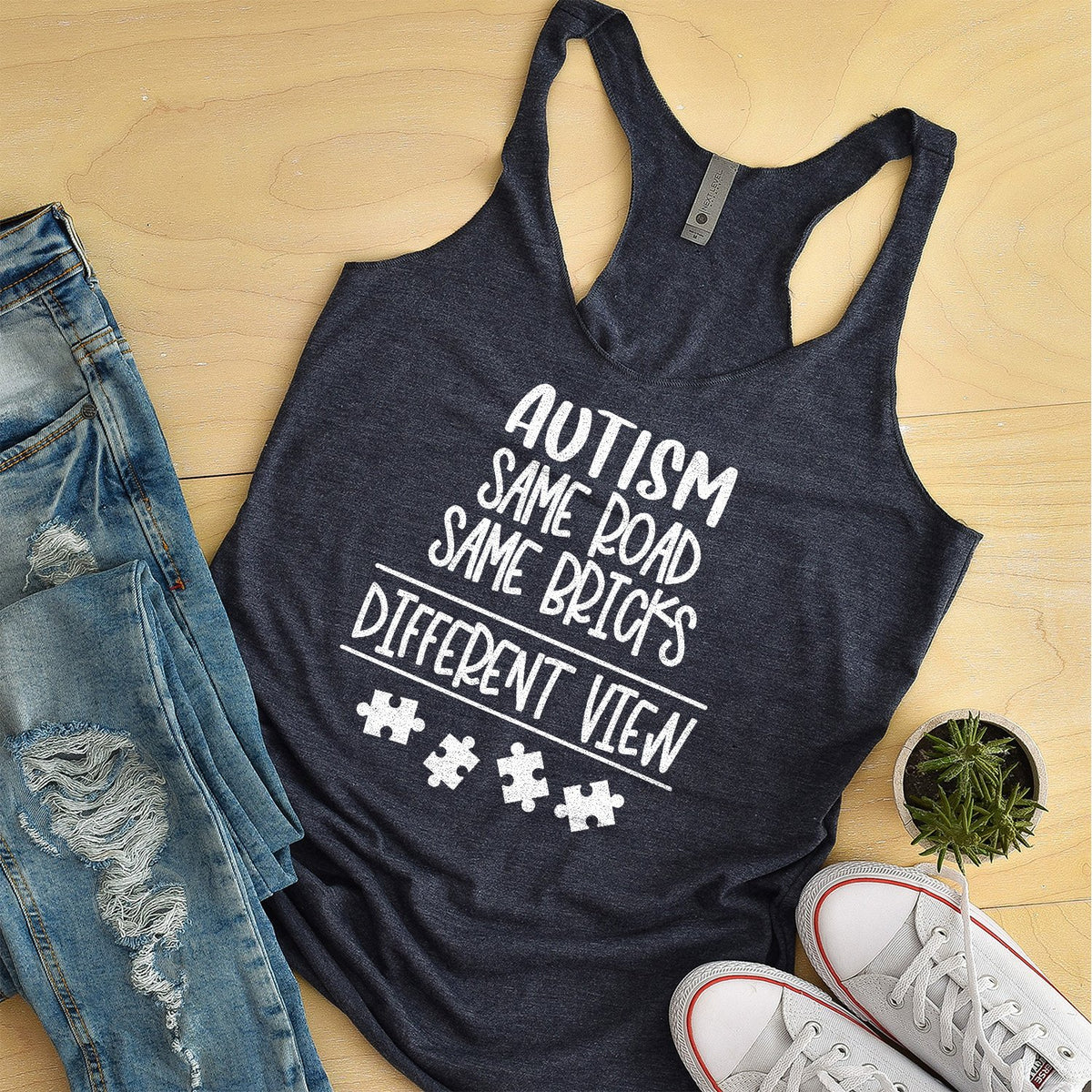 AUTISM Same Road Same Bricks Different View - Tank Top Racerback