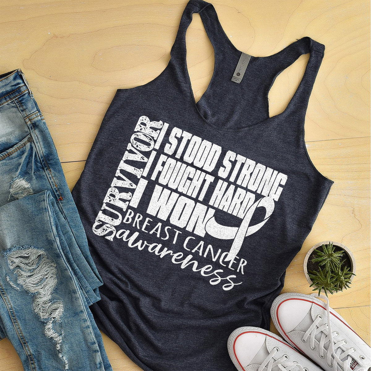 I Stood Strong I Fought Hard I Won - Tank Top Racerback