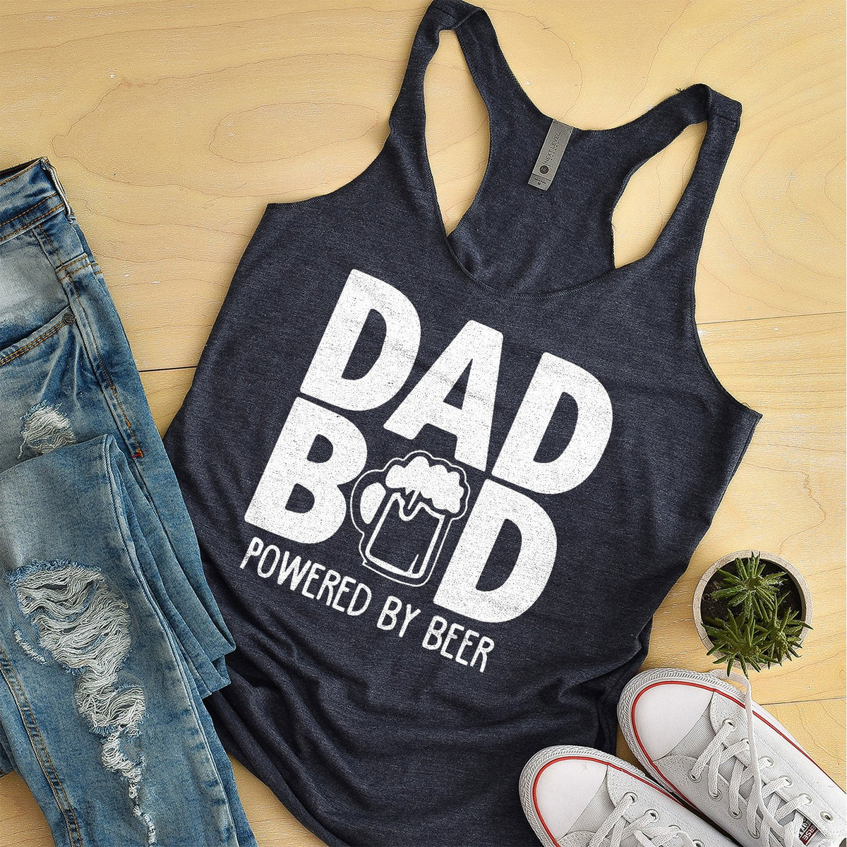 Dad Bod Powered By Beer - Tank Top Racerback