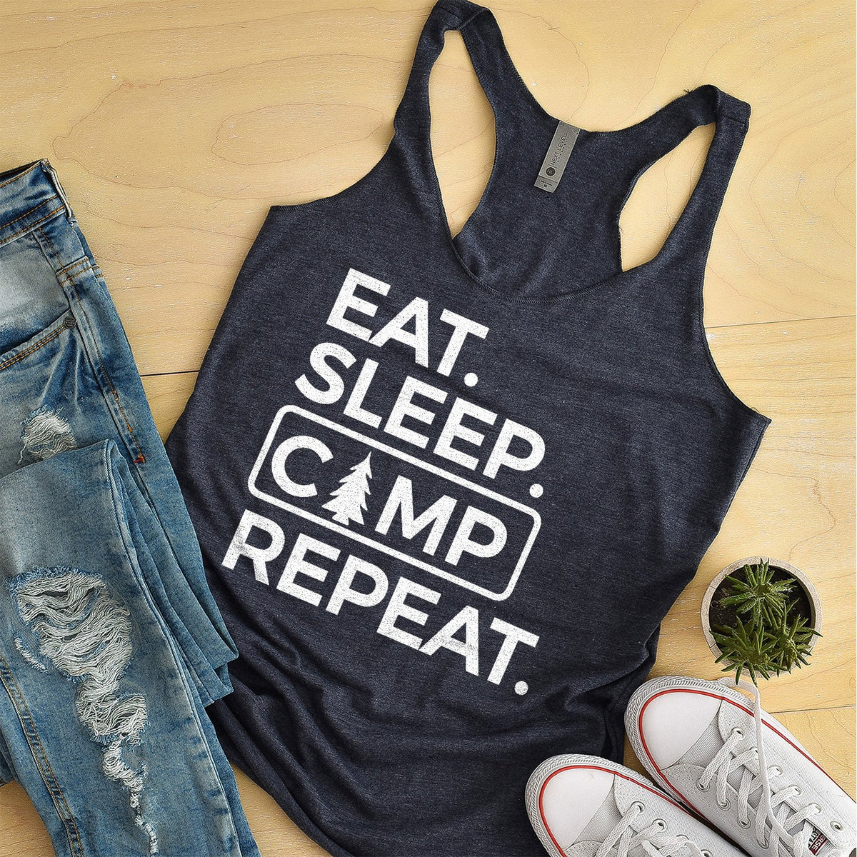 Eat Sleep Camp Repeat - Tank Top Racerback
