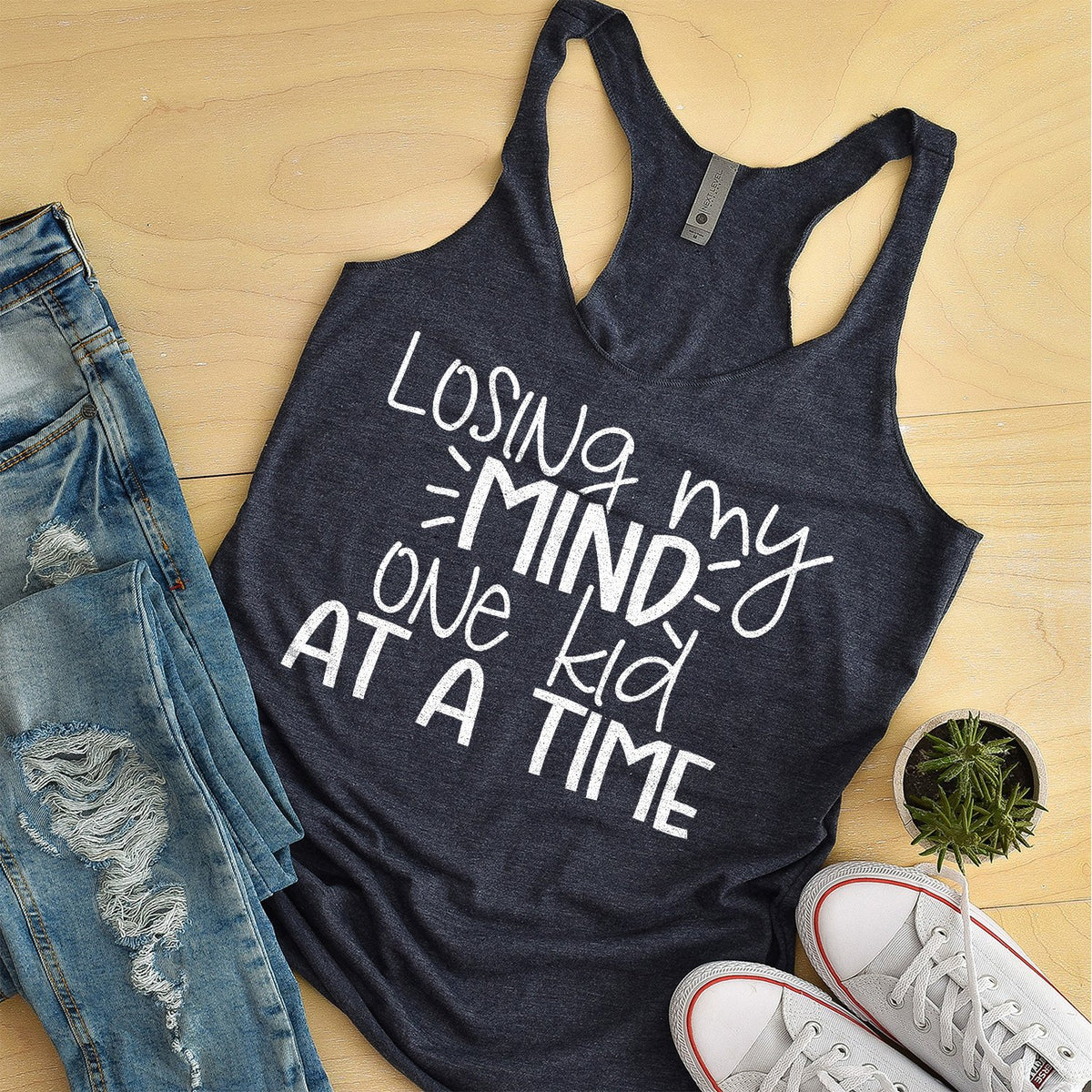 Losing My Mind One Kid At A Time - Tank Top Racerback
