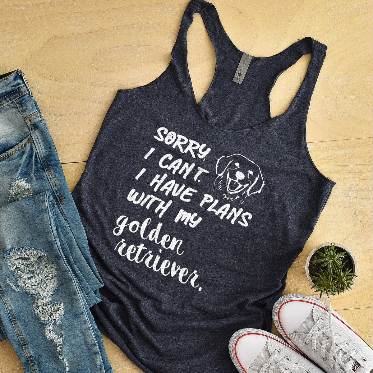 Sorry I Can&#39;t I Have Plans with My Golden Retriever - Tank Top Racerback