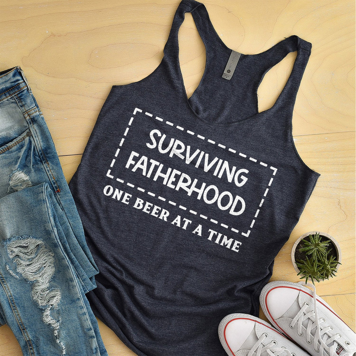 Surviving Fatherhood One Beer At A Time - Tank Top Racerback