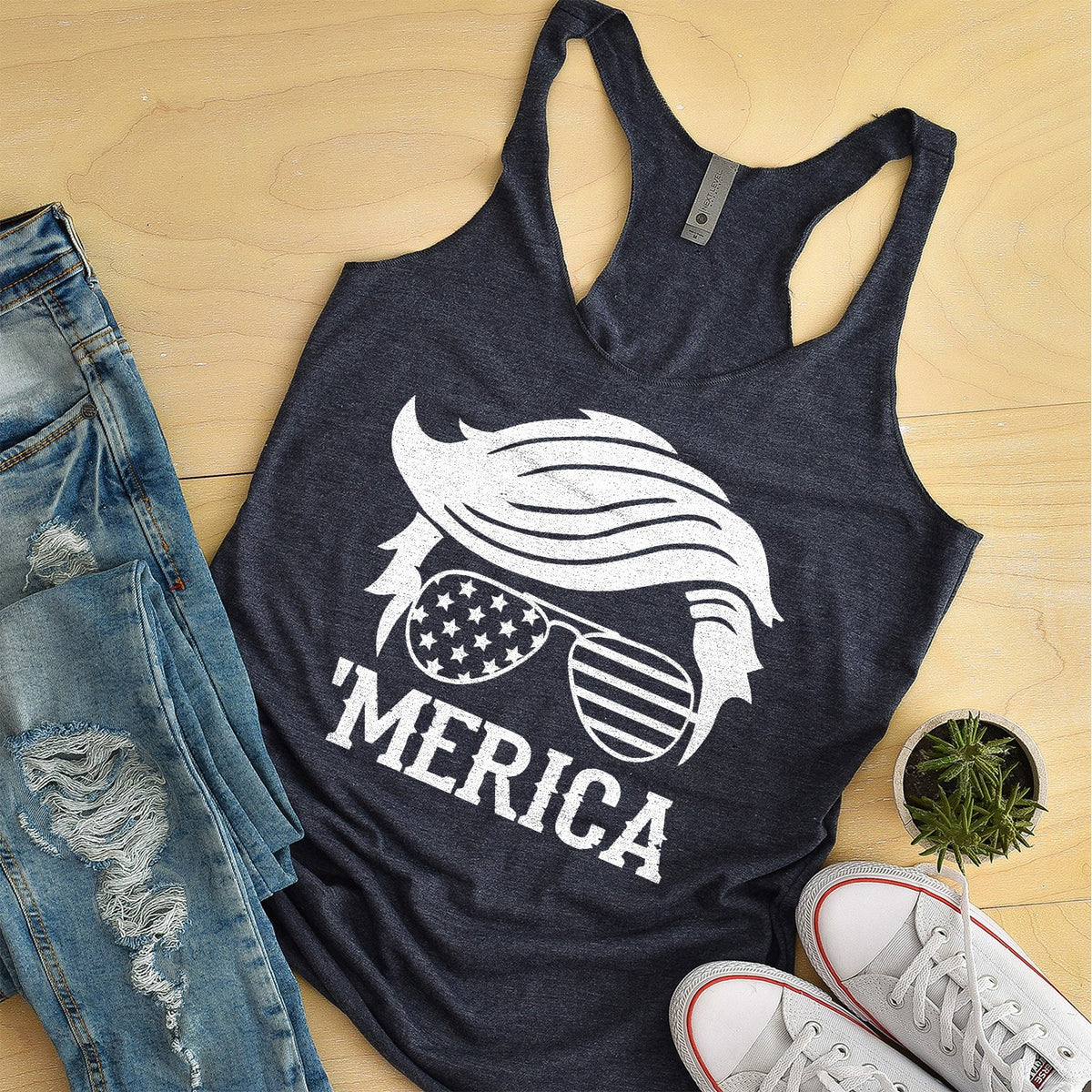 Trump Merica Glasses - Tank Top Racerback