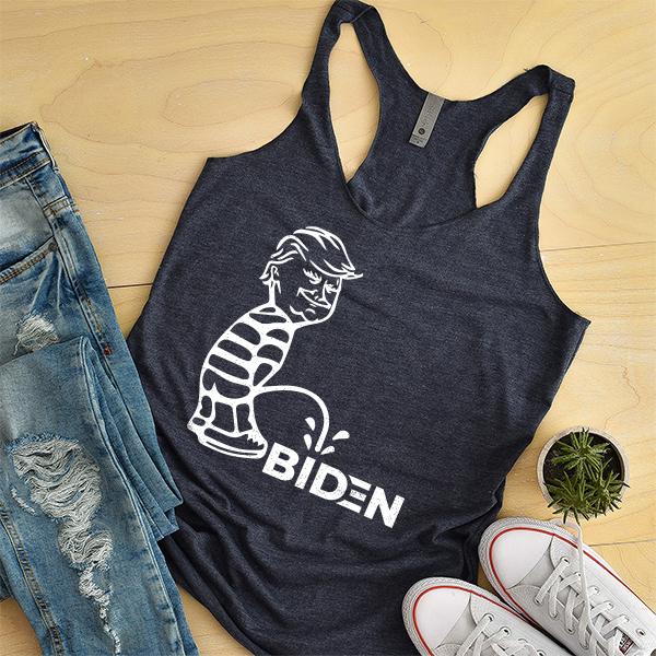 Trump Peeing On Biden - Tank Top Racerback