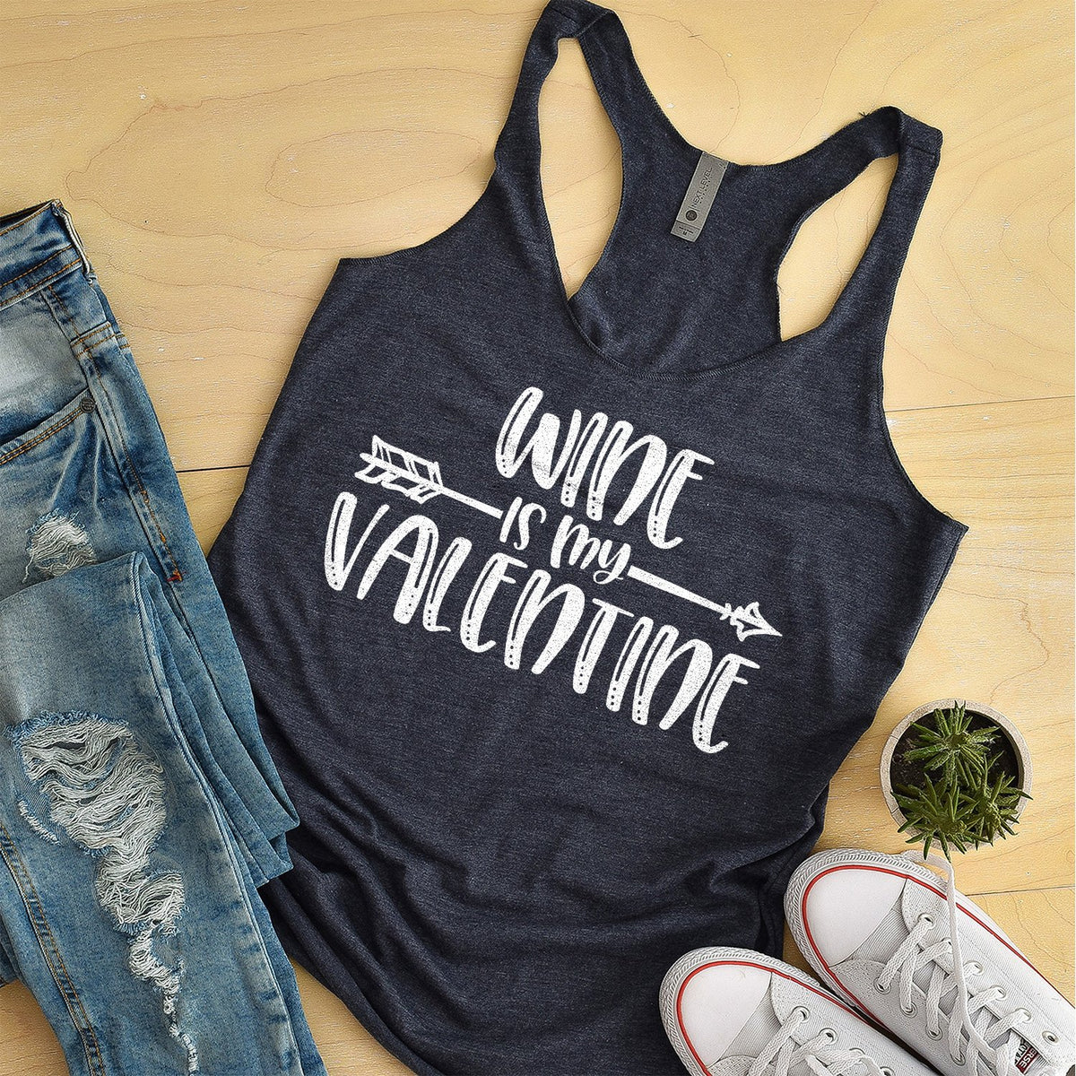 Wine is My Valentine - Tank Top Racerback