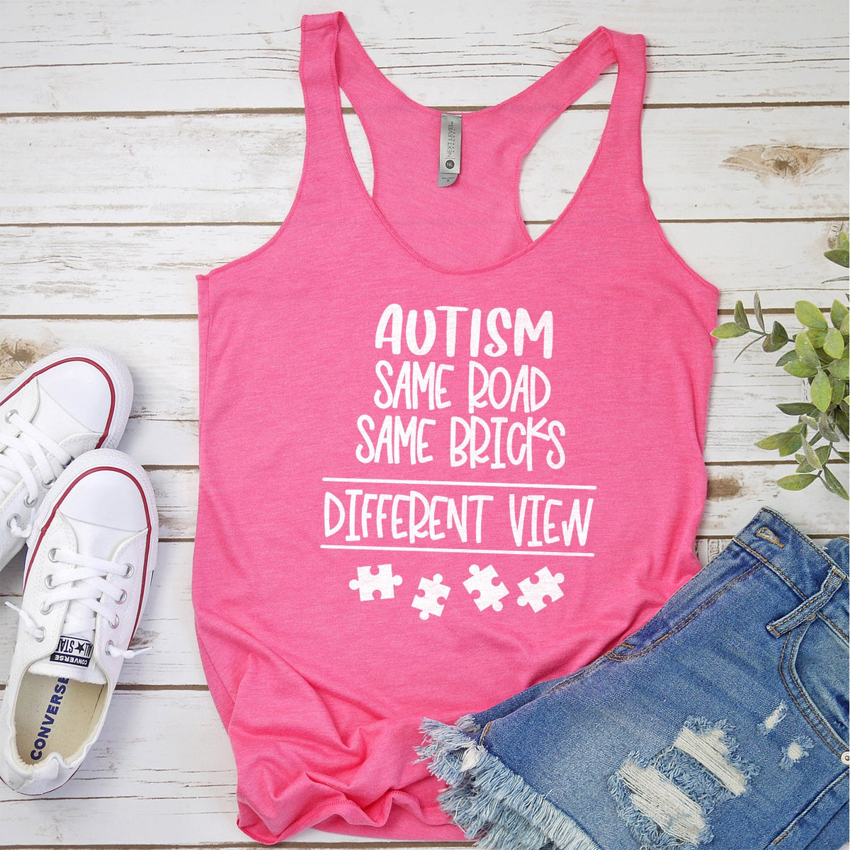 AUTISM Same Road Same Bricks Different View - Tank Top Racerback