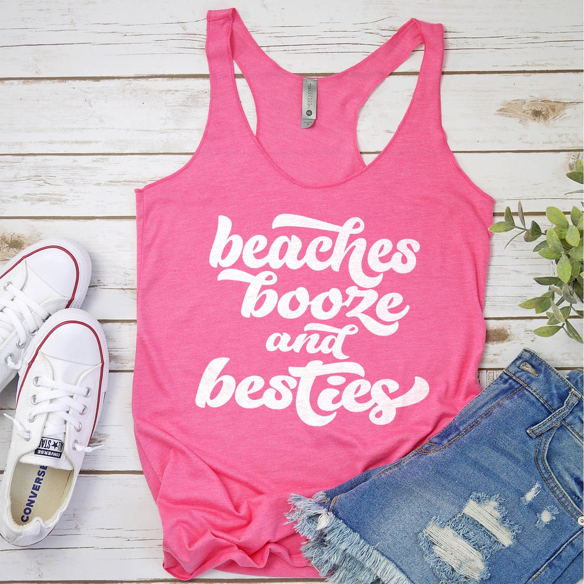 Beaches Booze and Besties - Tank Top Racerback