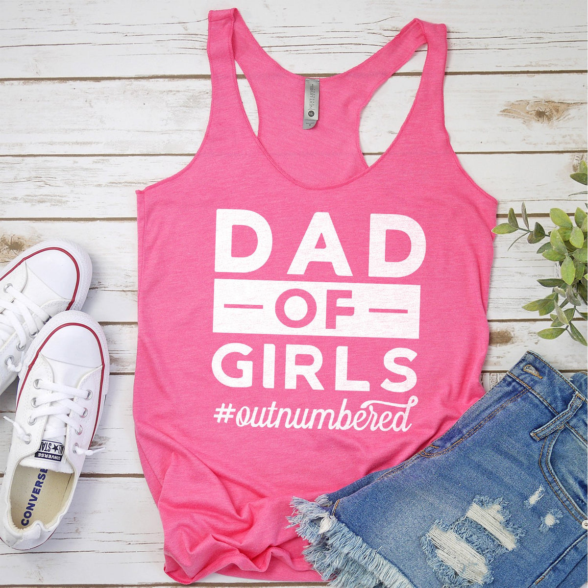 Dad Of Girls Outnumbered - Tank Top Racerback