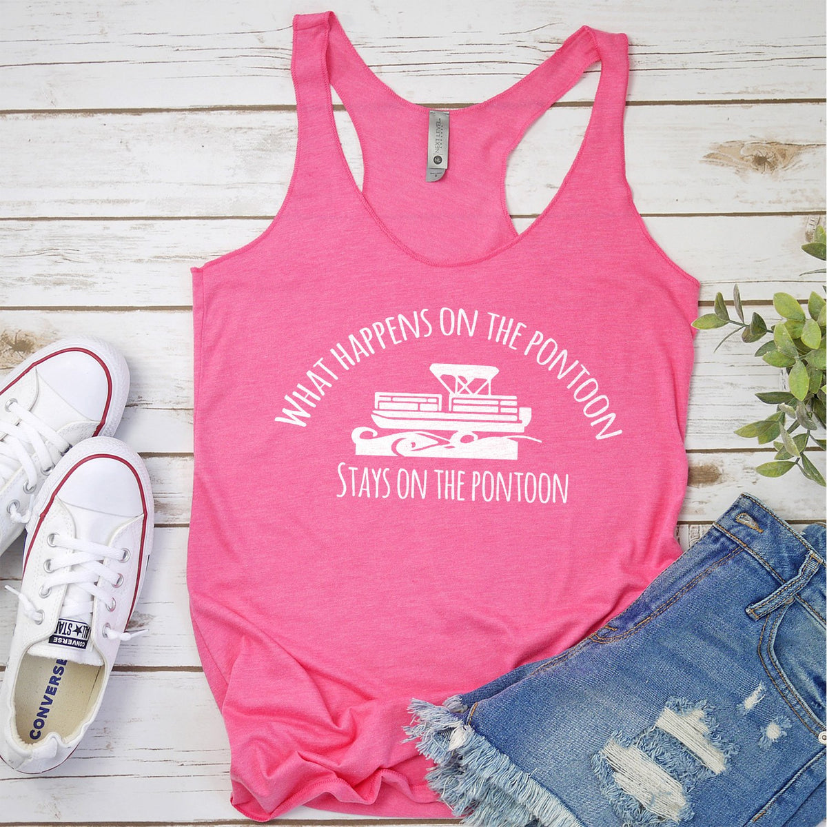 What Happens on the Pontoon Stays on the Pontoon - Tank Top Racerback
