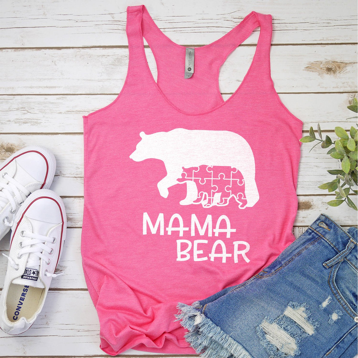 Autism Mama Bear and Cub - Tank Top Racerback