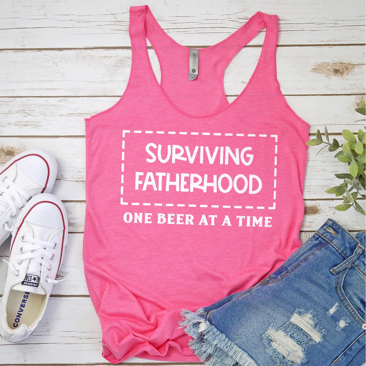 Surviving Fatherhood One Beer At A Time - Tank Top Racerback