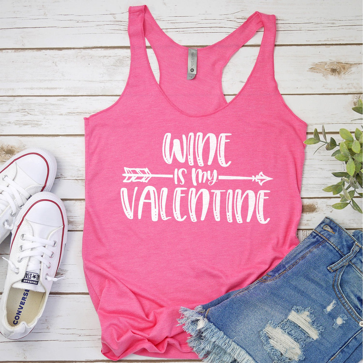 Wine is My Valentine - Tank Top Racerback