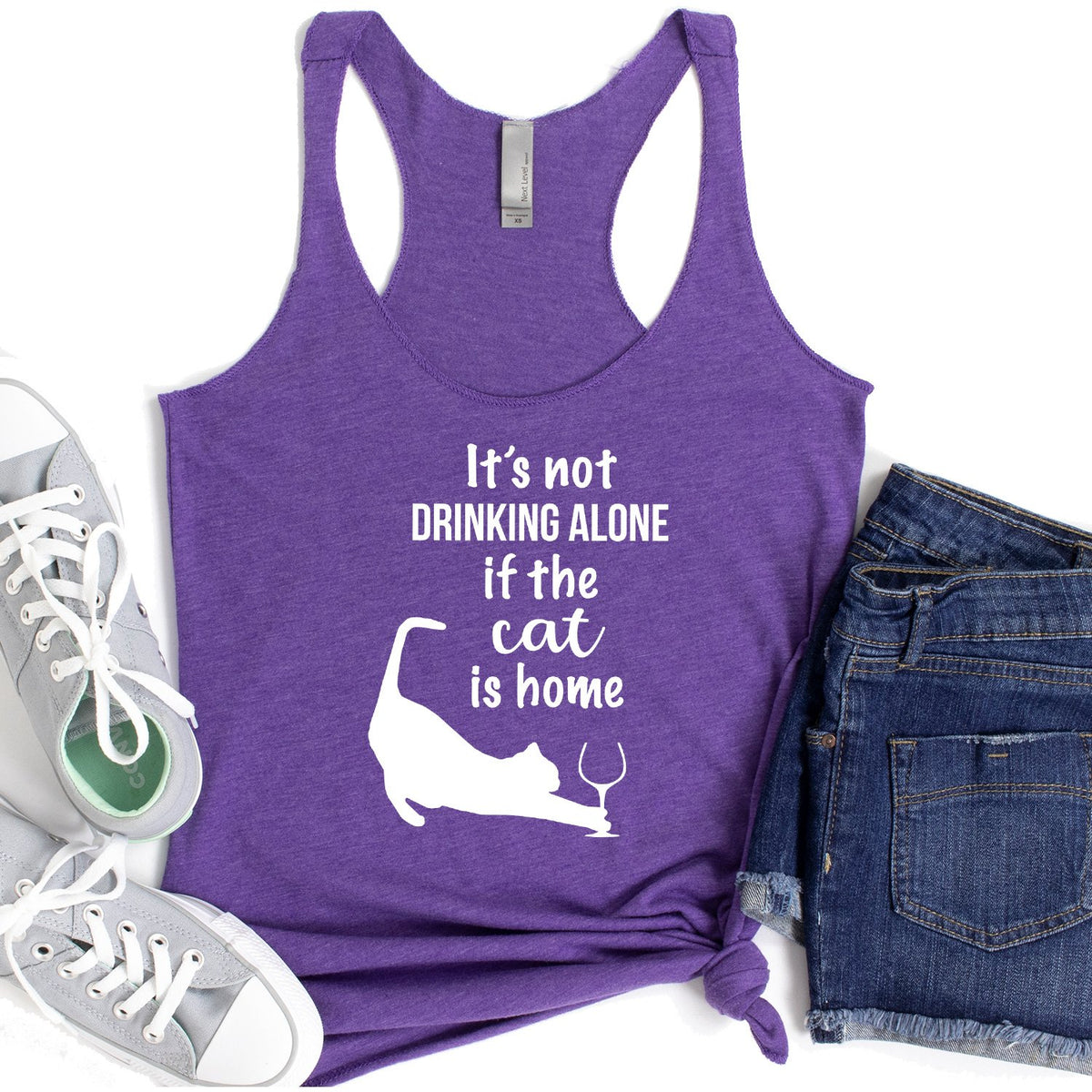 It&#39;s Not Drinking Alone If the Cat is Home - Tank Top Racerback