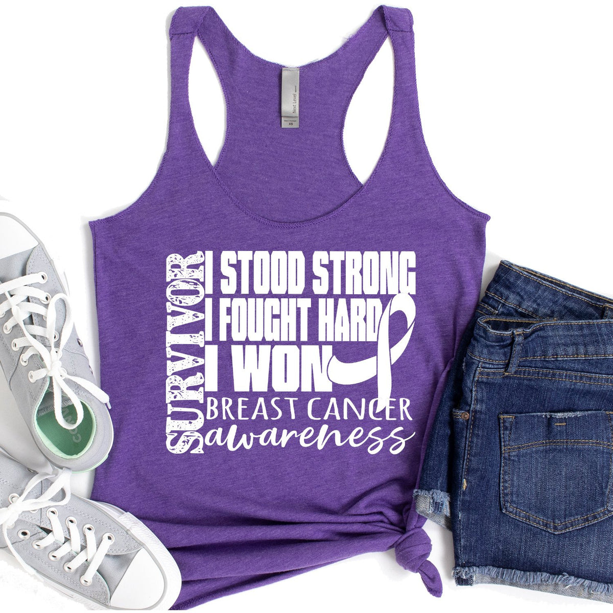 I Stood Strong I Fought Hard I Won - Tank Top Racerback