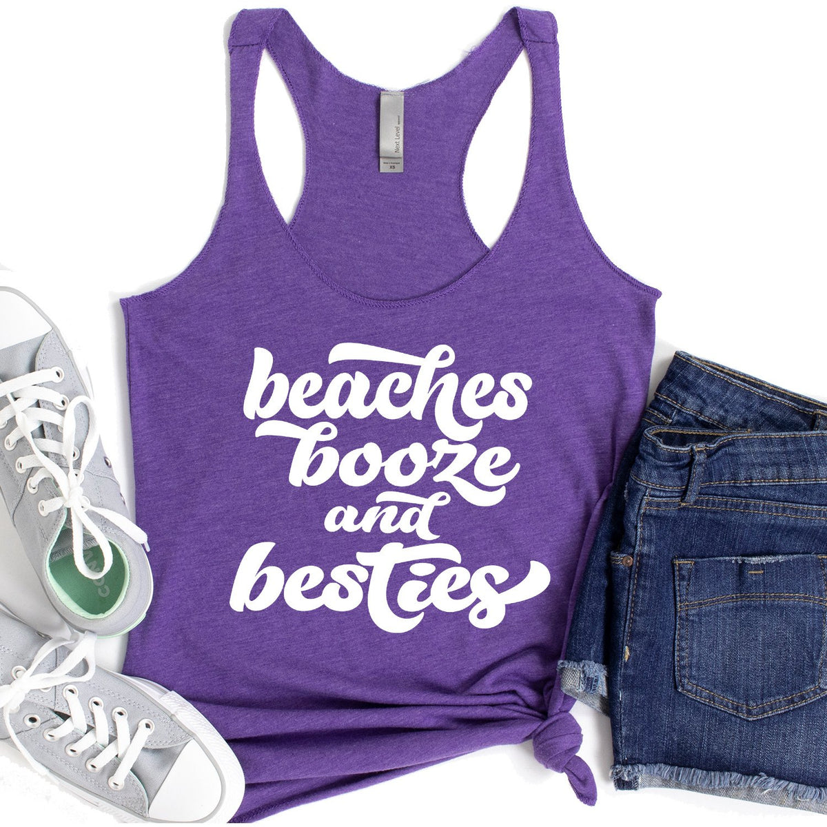 Beaches Booze and Besties - Tank Top Racerback